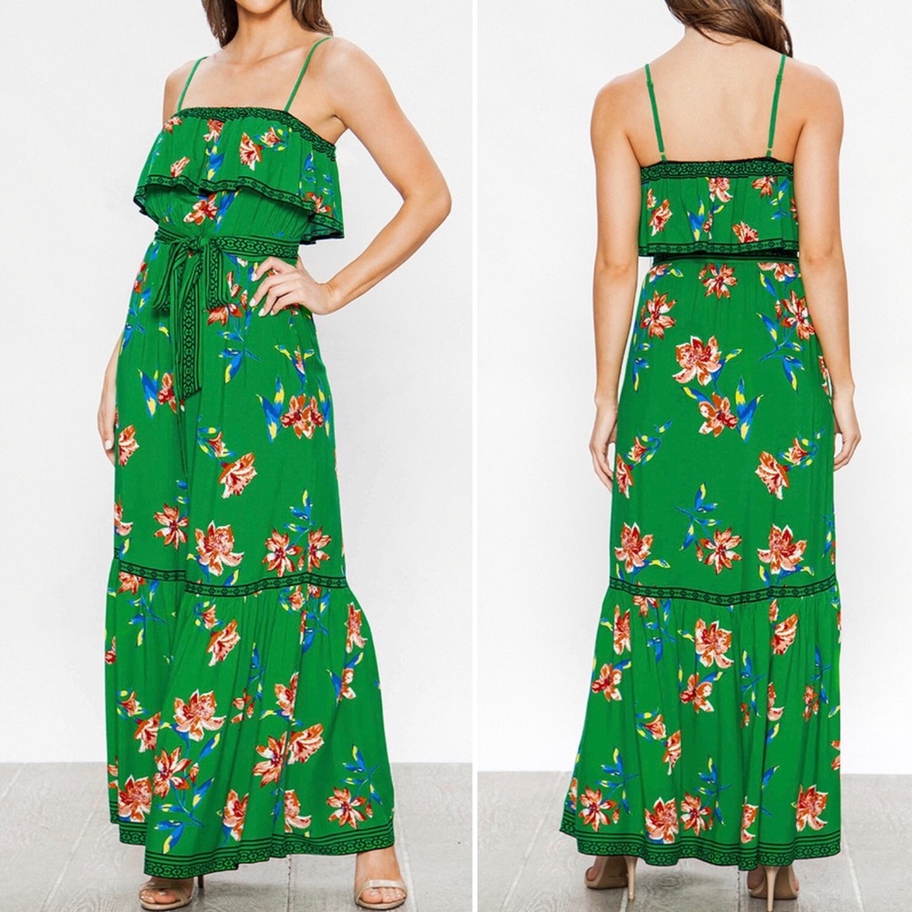 ✅NEW✅ Green Floral Maxi Dress